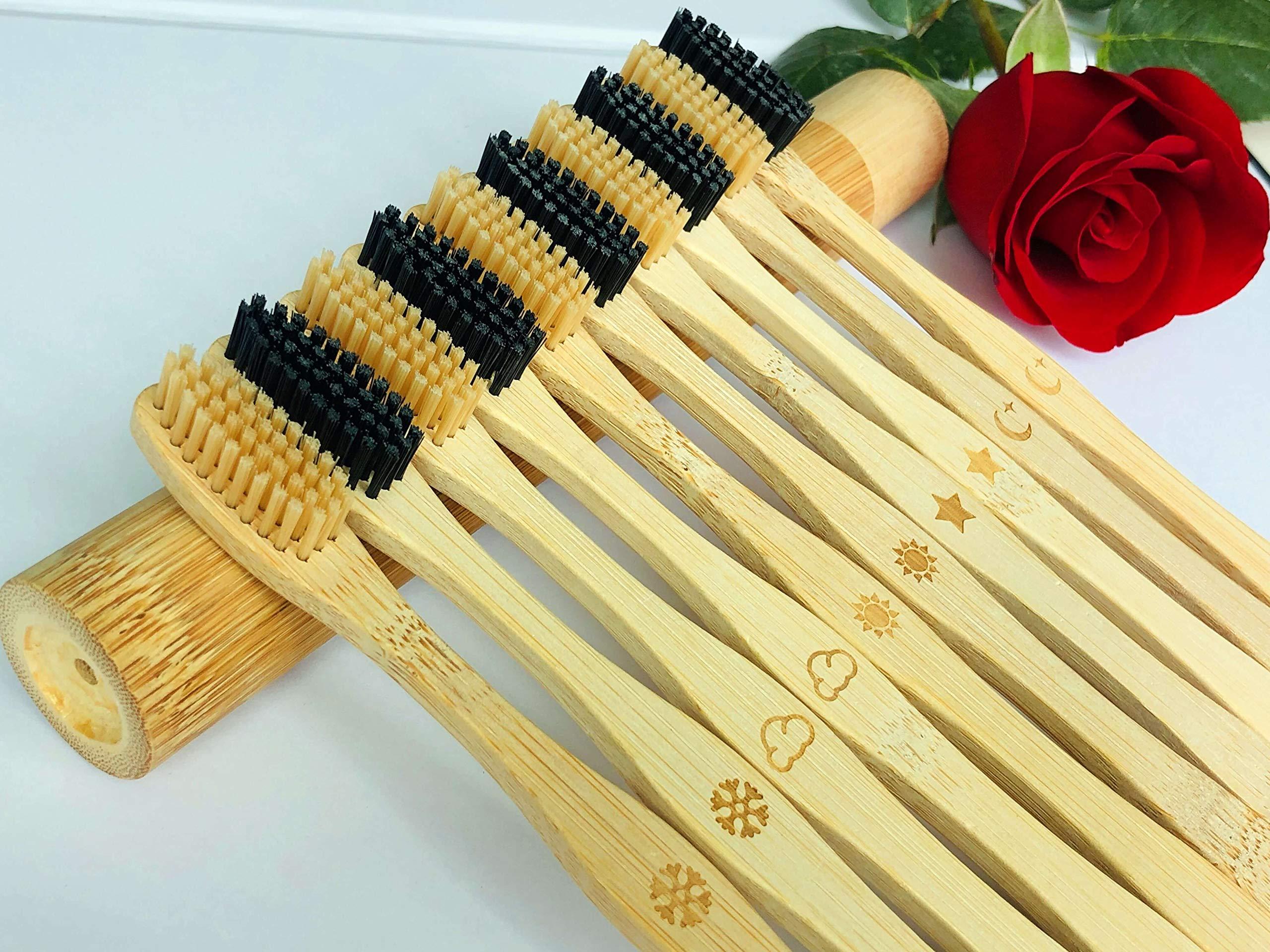 Goaycer Goaycer Bamboo Toothbrush Medium Bristle , 10Pcs Biodegradable Bulk Wooden Toothbrushes