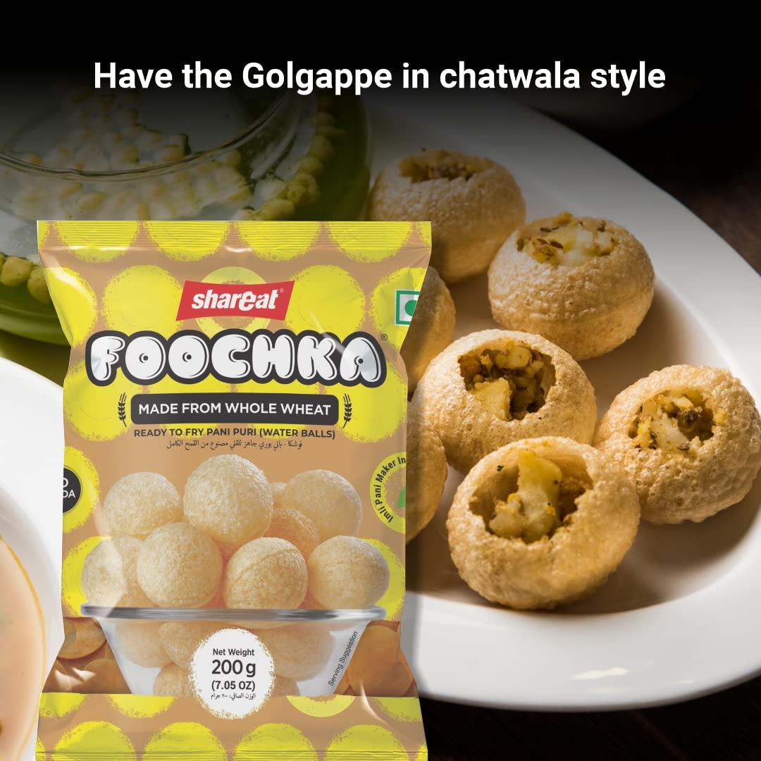 Shareat Pani Puri Kit Ready To Fry Hygienically Made Pani Puri/Golgappa 300 Puri In Packets And 2Litre Phudina Pani Maker & 1.4 Imli Pani Maker Foochka Mint Kit by Shareat (pack of 4),4 Piece Set