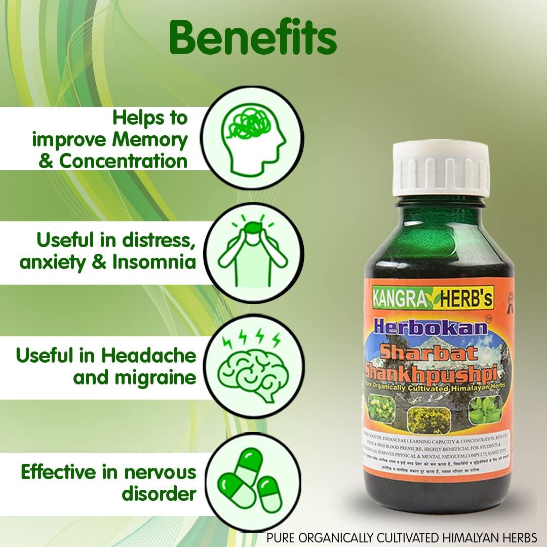 Kangra Herb Kangra Herb Herbokan Sharbat Shankhpushpi 500ml, 100% Pure Organically Cultivated Himalayan Herbs Promote Proper Liver Functioning and Other Digestive Problems