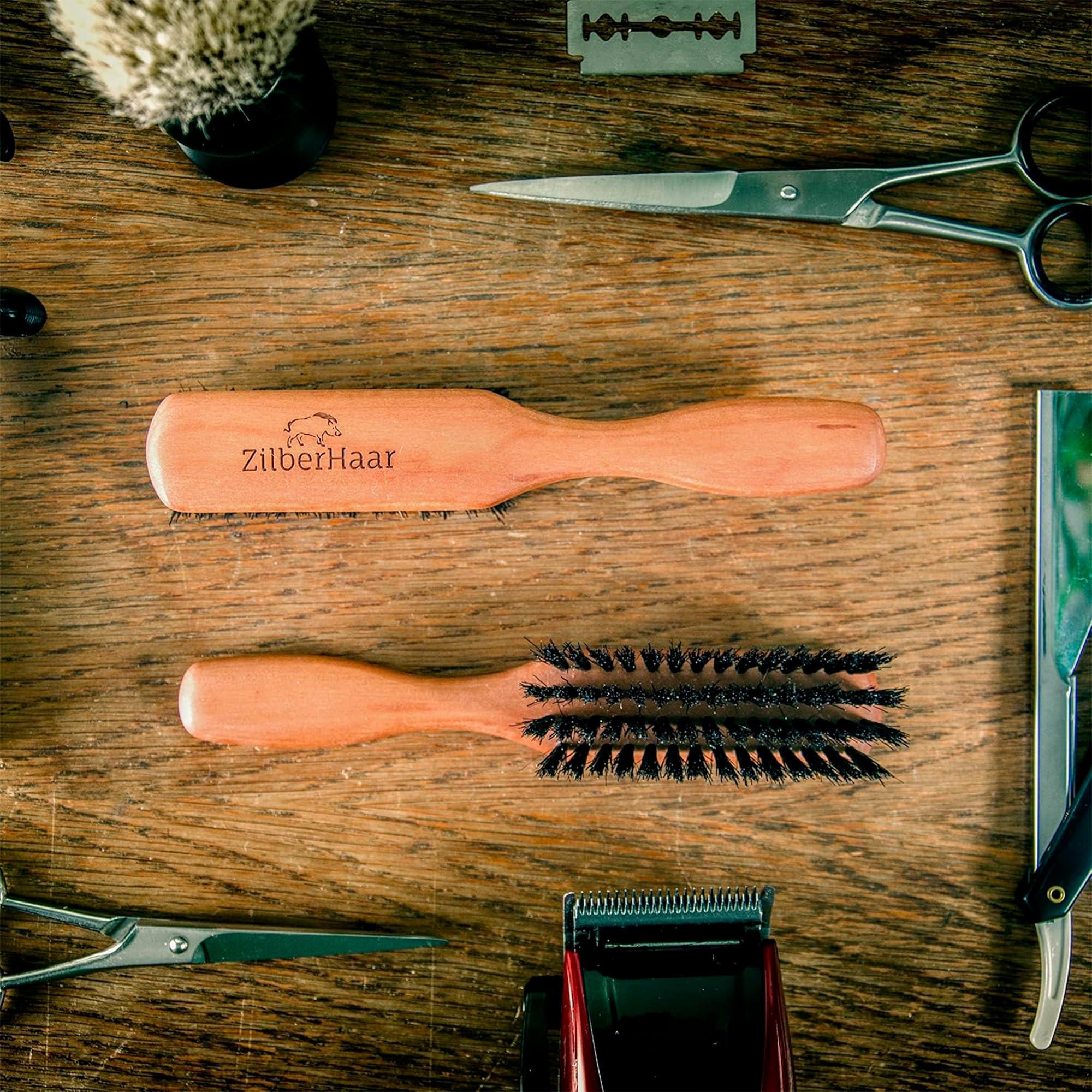 ZilberHaar ZilberHaar Beard Brush (Soft Bristles) | 100% Boar Bristle & German Pearwood | Works With All Beard Balms & Oils | Made in Germany