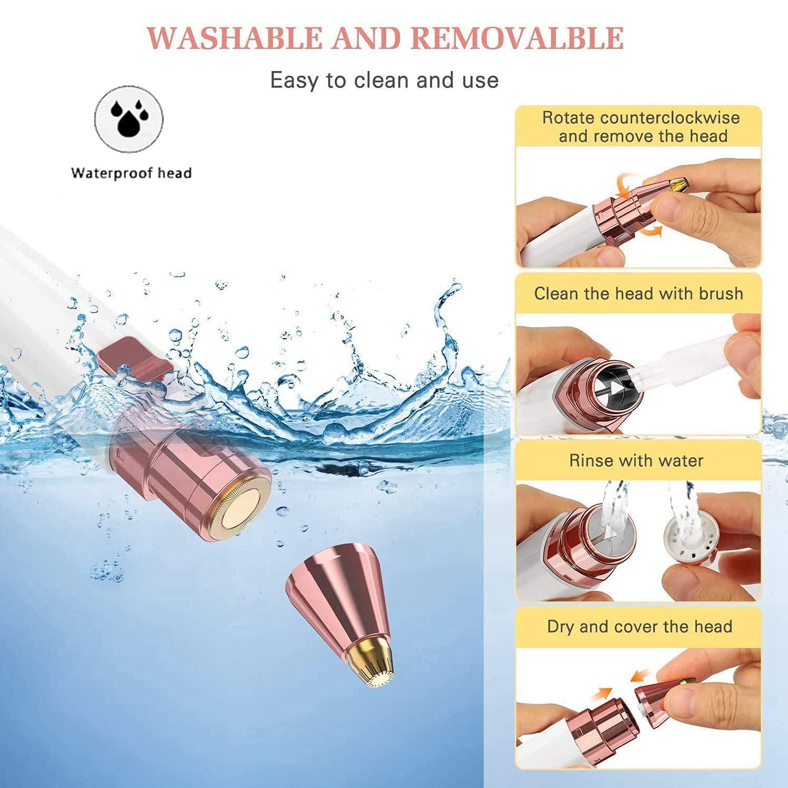 Cleanfly Cleanfly Facial Hair Remover Women, Rechargeable 2-1 Eyebrow Trimmer Razor Portable Painless Electric Lady Shaver For Body Face Beard Eyebrows Ear Nose Lips Chin Female Hair Removal