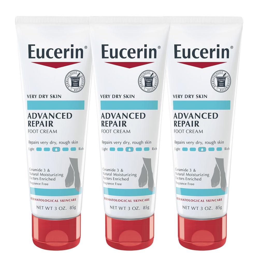 Eucerin Eucerin Advanced Repair Foot Cream - Fragrance Free, Foot Lotion for Very Dry Skin - 3 oz. Tube (Pack of 3)