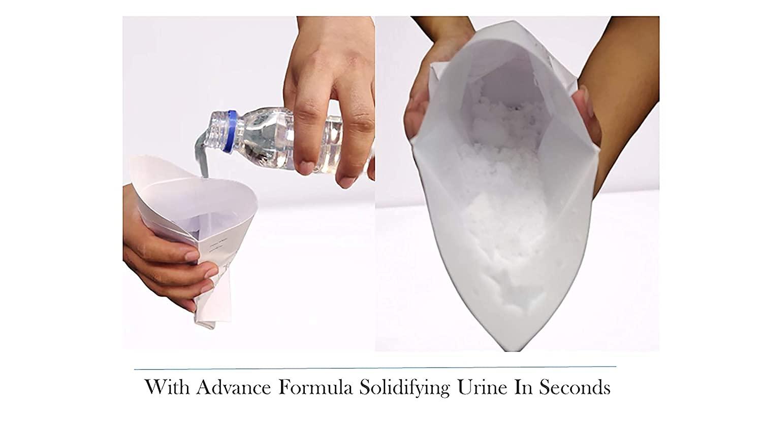 Peeschute Peeschute (Medi) Unisex Pocket Sized Disposable Reusable Urine Bags Solidifies Urine Instantly For Bedridden People Set of 3Pcs (Pack of 9 Bags)