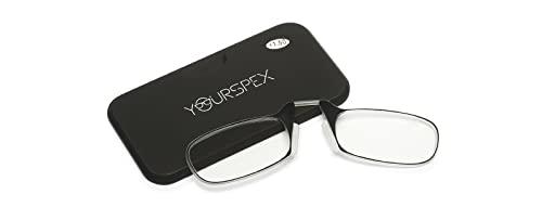 YOURSPEX YOURSPEX Nose Clip Reading Eyeglasses | Black Pod Case | Clear Frame (2.00 Lens Power, Black)
