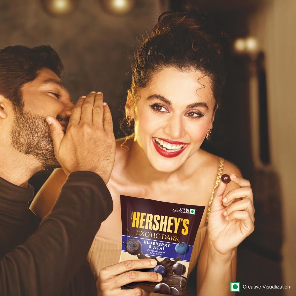 HERSHEY'S HERSHEY\'S Exotic Dark Blueberry & Acai Flavor| Dark Cocoa Rich Chocolates 100 G - Pack of 2 - 200 Gm