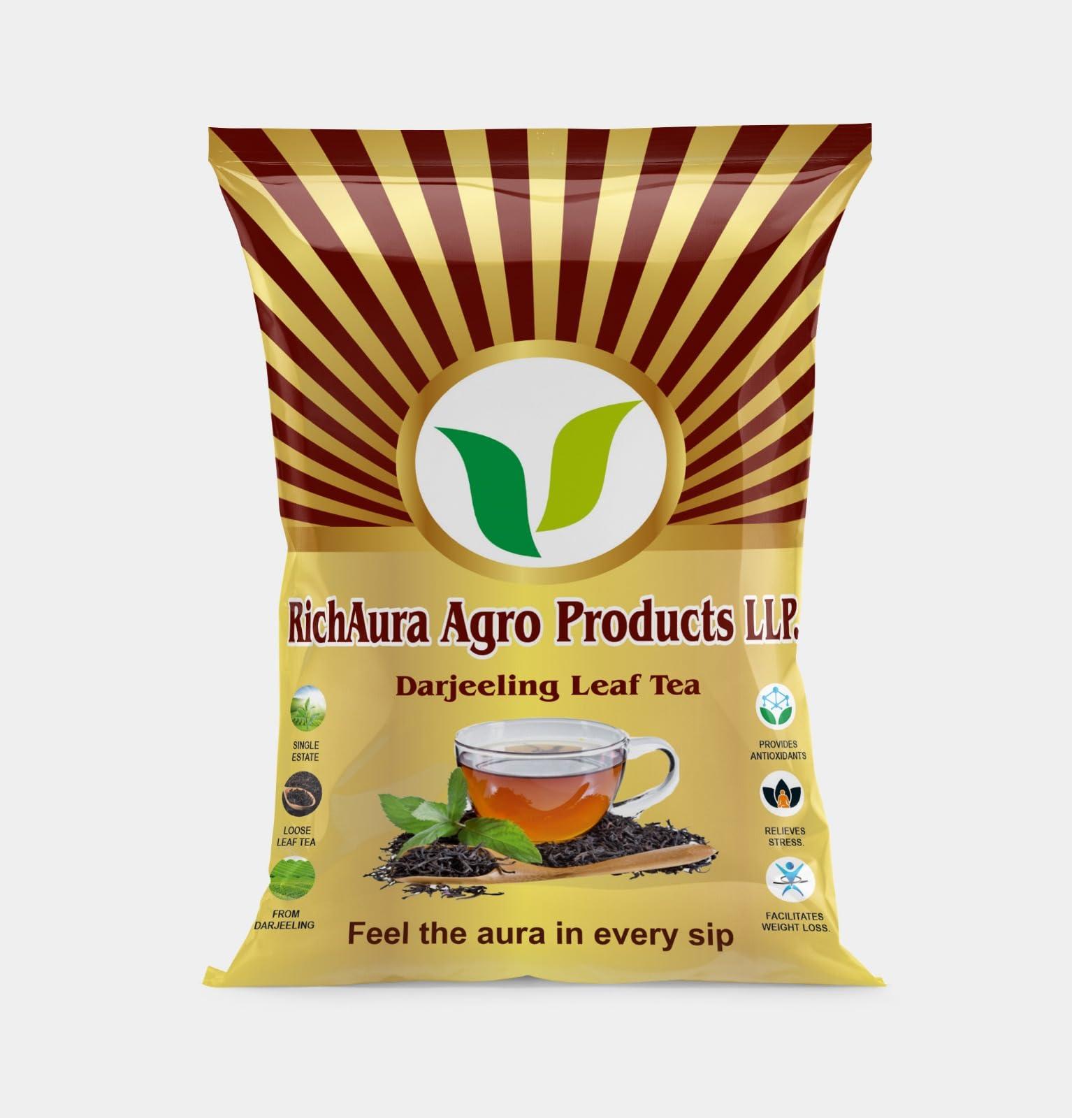 RichAura Agro Products LLP. Richaura Agro Products LLP Darjeeling FOP3 Packed Tea leaves | 250gm | Pack of 2