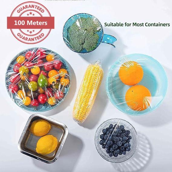 STARGAZE 100 Meter Guaranteed Food Wrap Compostable Cling Film| Transparent Foil Wrap Easy to Use 12 inch, Extra Thick BPA Free Food Wrap (Pack of 2)