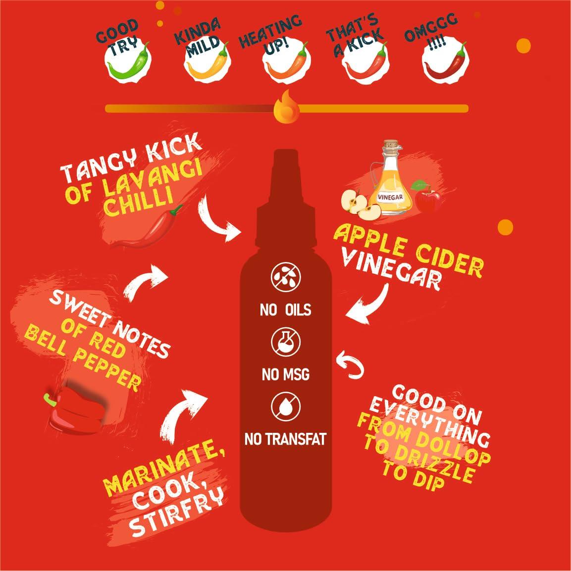 HOTCHAA HOTCHAA Sriracha Hot Sauce 150g - Tancy & Spicy flavour Small Batch Production using Premium Ingredients, NO MSG, Vegan