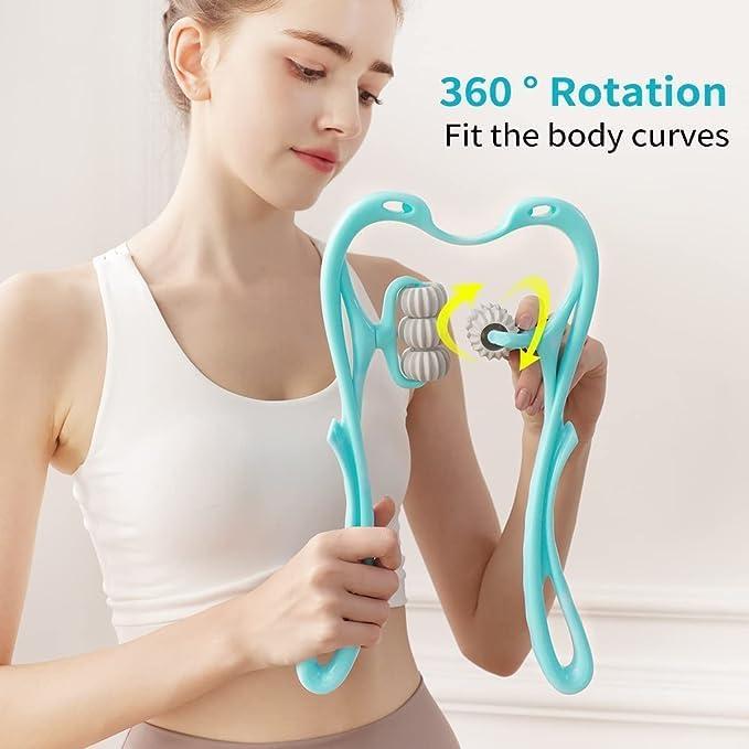 JIGVA Jigva NECK MASSAGER ROLLER 6 Wheel Dual Pressure Point Cervical Neck Massager Pinpoint Roller Neck Spine Massage Tool