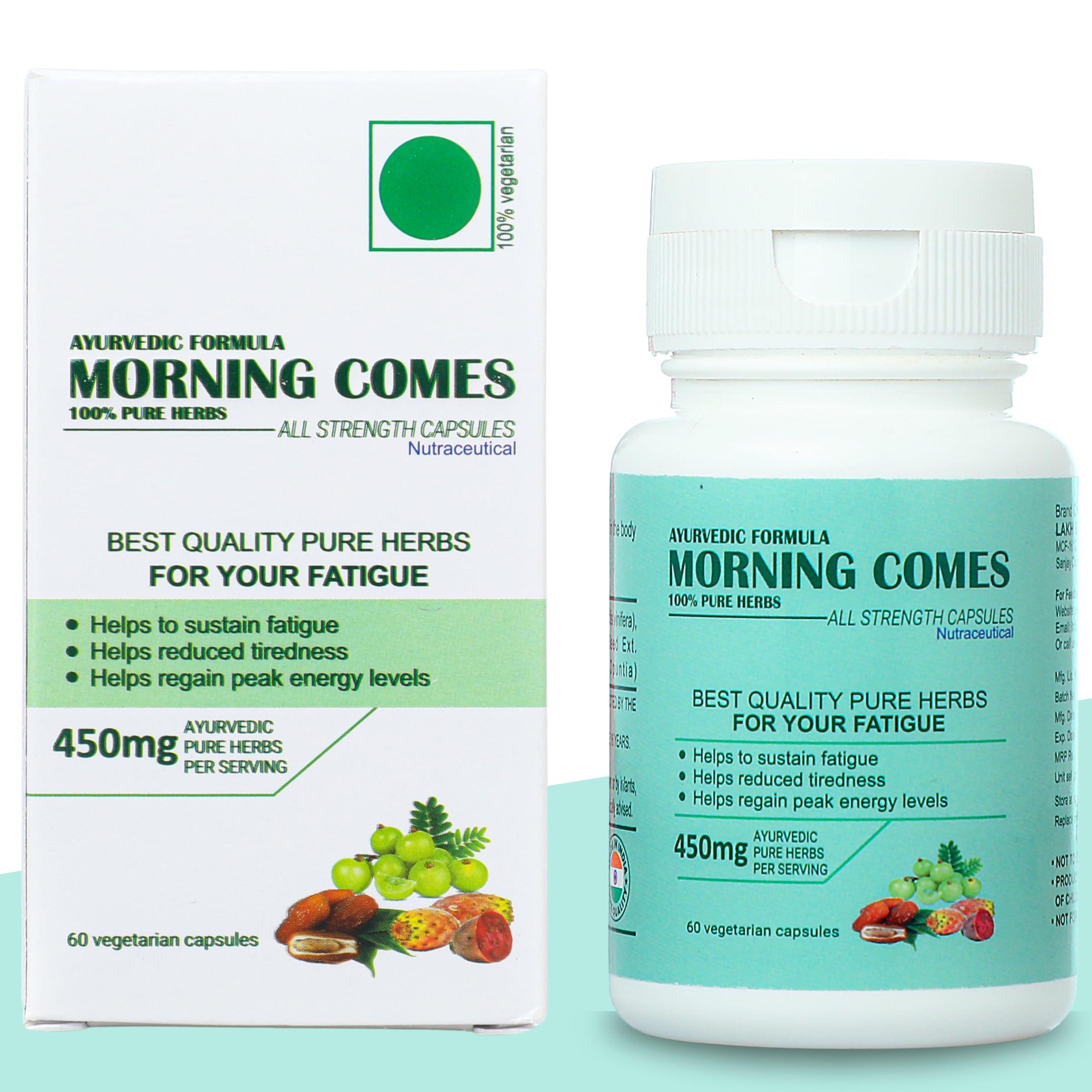 MORNING COMES Morning Comes Ayurvedic All Strength Capsules | 450 mg Herbal Blend with Dates, Mango Seed & Amla for Daily Wellness, Energy, Stamina, Blood Sugar Support & Immune Health | 60 Capsules (Pack of 1)