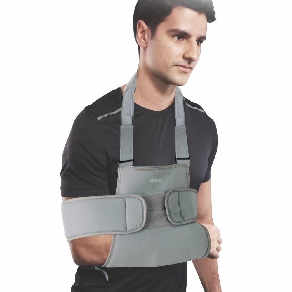 Vissco Vissco Shoulder Immobilizer, Shoulder Support for Shoulder Dislocation, Joint injuries, Pain Relief Belt, Support Brace, Pain Reliever for Rotator cuff injury, Post paralysis - Large (Grey)