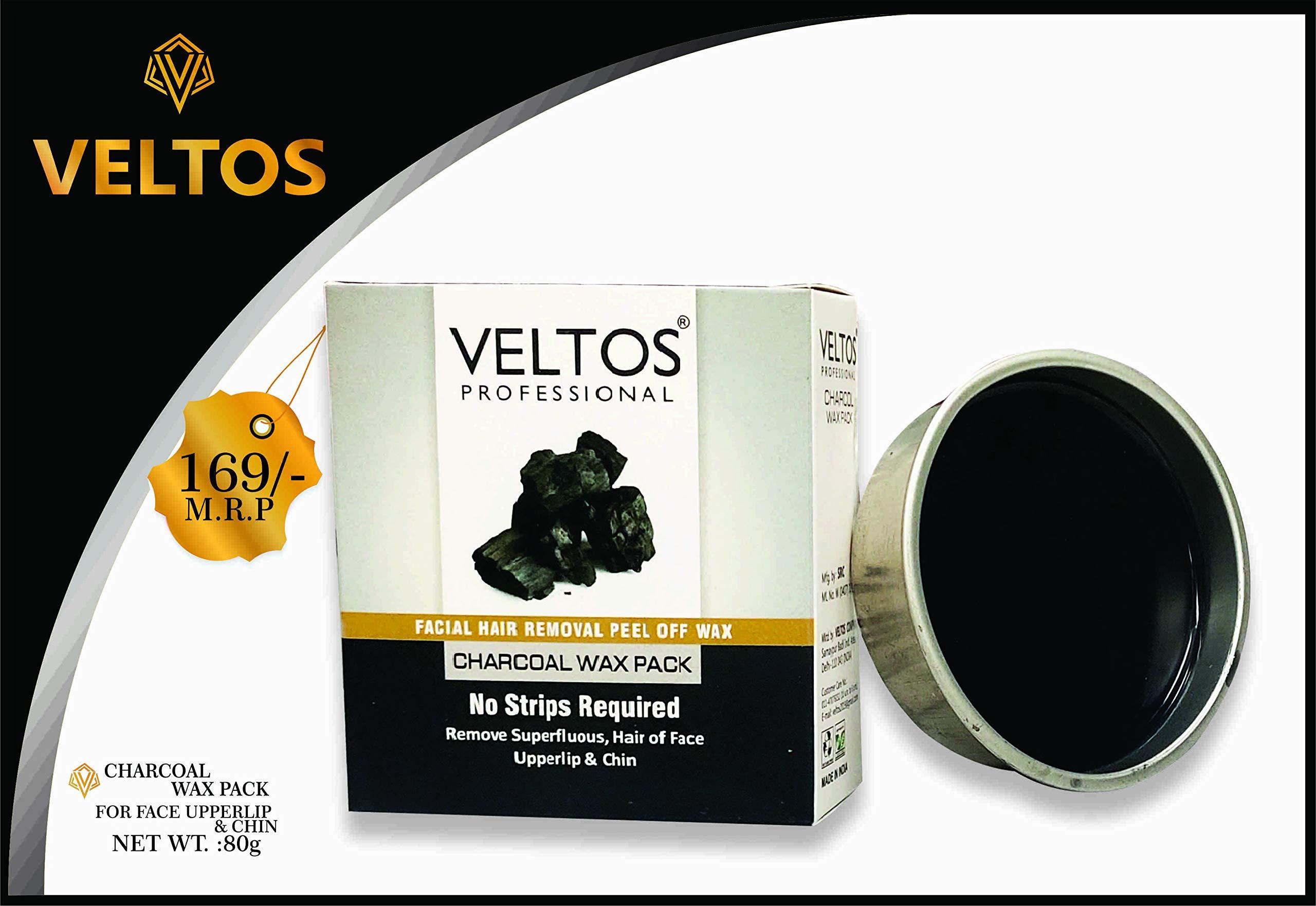 VELTOS VELTOS PROFESSIONAL Charcoal Peel-Off Katori Wax for Upper Lip, Facial Hair, Eyebrow Face - 80 gm