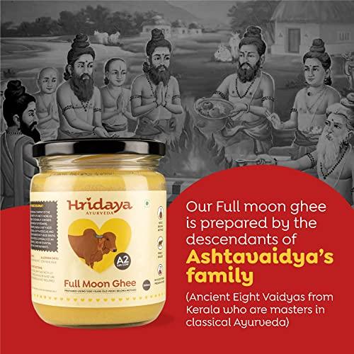 HRIDAYA AYURVEDA Hridaya Ayurveda A2 Gir Cow Ghee 500 ml - Vedic Bilona Method Curd Churned Ghee from Freely Grassed Cow - Unadulterated & Healthy Full Moon Cultured Cow Ghee