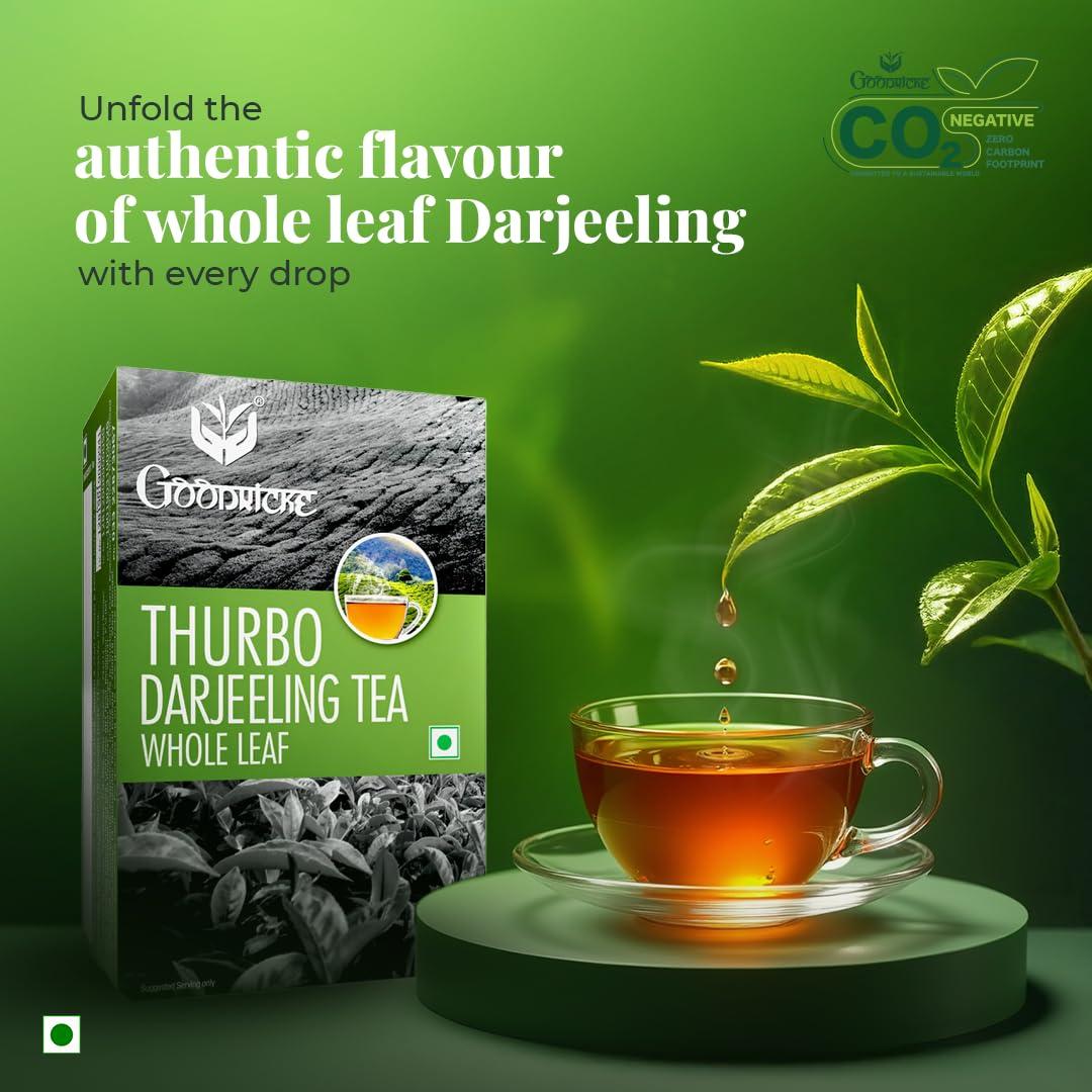 GOODRICKE GOODRICKE Thurbo Darjeeling Tea - 250 gm, (Pack Of 5) | Single Estate | 100% Pure & Original Darjeeling Long Leaf Tea | Enticing Colour & Superior Taste | Iresistible Aroma