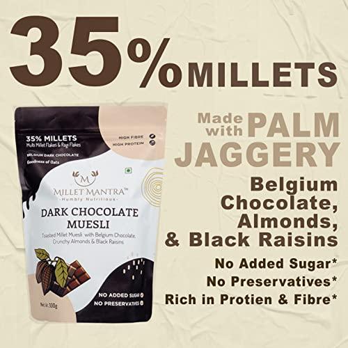 Millet Mantra Millet Mantra Dark Chocolate, Dry Fruits High Protein Muesli Sugar Free Muesli, Muesli Fruit And Nuts | Dark Chocolates, Almonds, Black Raisins Seedless | Muesli Sugar Free , 1