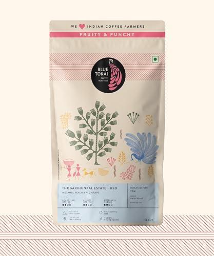 Blue Tokai Coffee Roasters Blue Tokai Coffee Thogarihunkal Estate HSD - Medium Roast (Whole Bean) 250 g | Made with 100% Specialty Grade Arabica Freshly Roasted Coffee Beans