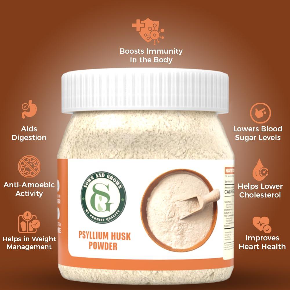 Sown and Grown Sown and Grown Psylium Husk Healthy Digestive Isabgol (907gm) | Source Of Dietary Fibre, Gluten Free | Effectively Relieves Constipation