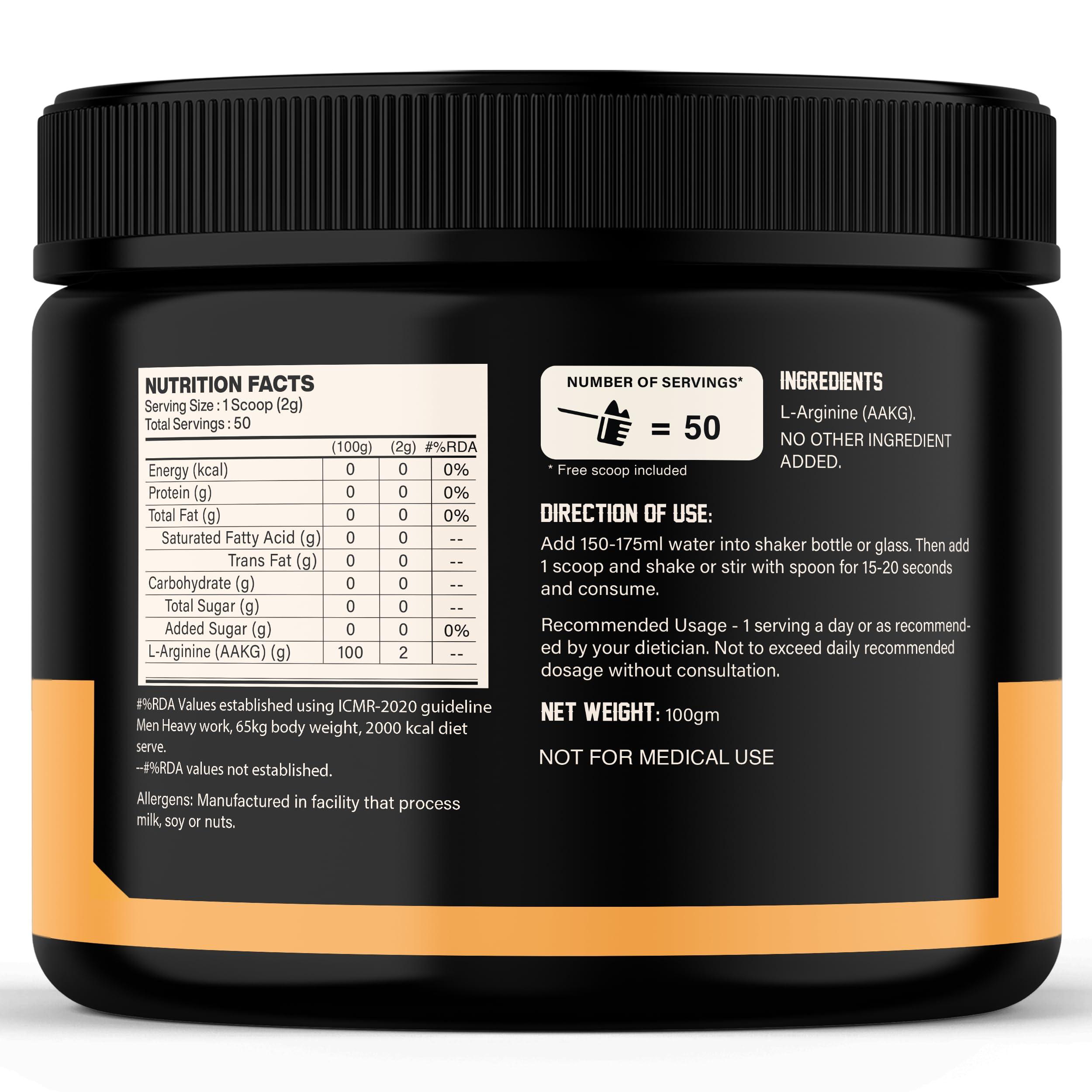 MyFitFuel MyFitFuel L Arginine Alpha-Ketoglutarate (AAKG) Pre Workout Powder | 100gm (Unflavoured)