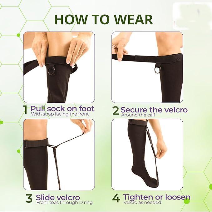 Clobeau Plantar Fasciitis Stretch Sock Non Slip Calf Night Relief for Heel High Arch Pain Achilles Tendonitis Therapy Foot Support Sleeve Stretcher Compression Sleeve Men Women Ultrastretch Night Sock