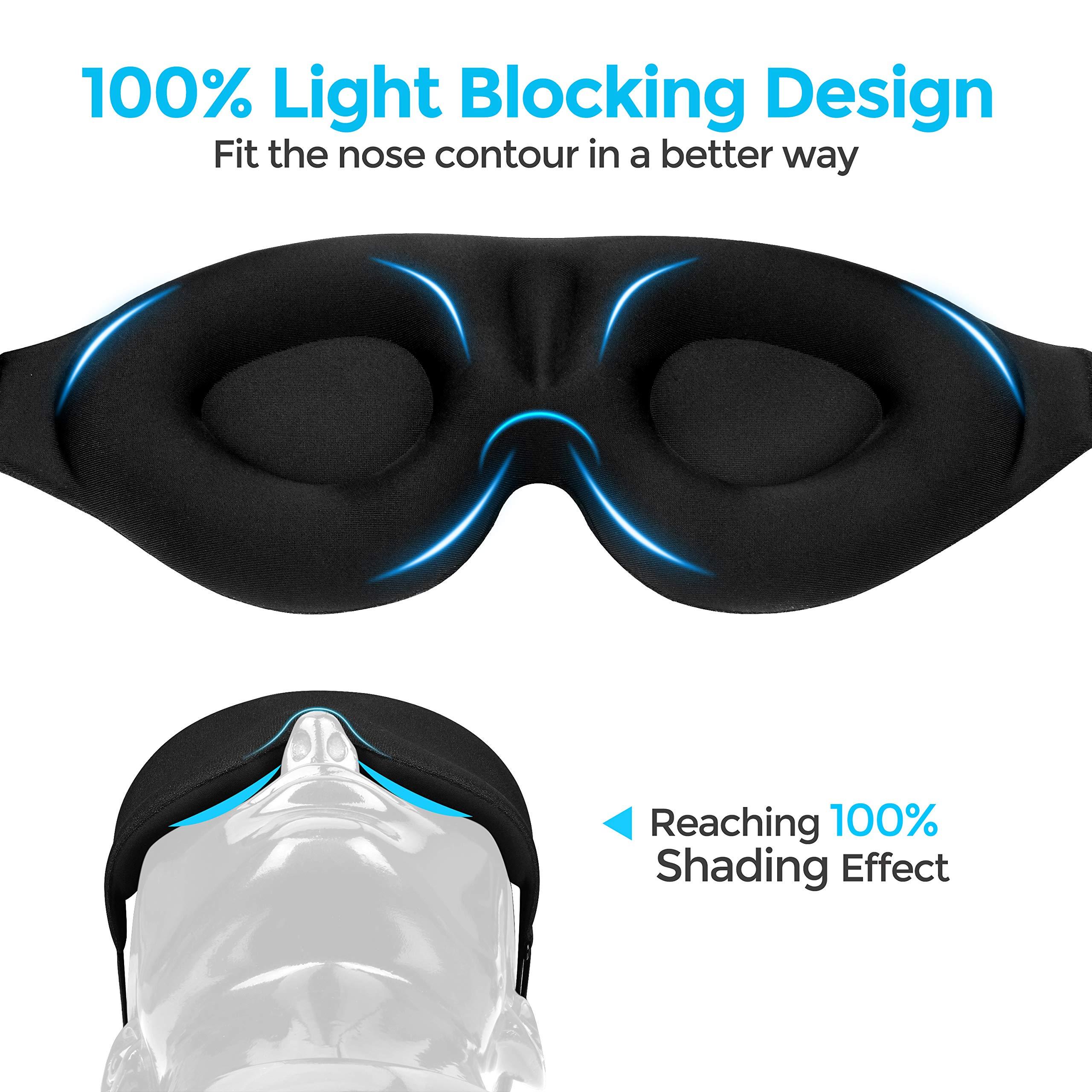 NEWVANGA NEWVANGA Memory Foam Sleep Mask Block Out Light 100%, 3D Contoured Blackout Sleeping Eye Mask Relief Pressure, Soft Cushion Eye Cover Night Blindfold