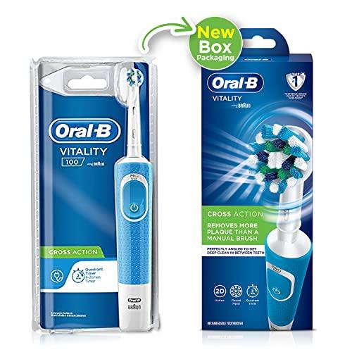 Oral B Oral B Vitality 100 Blue Criss Cross Electric Rechargeable Toothbrush Powered by Braun & Oral B Cross Action Toothbrush Heads Pack Of 2 Replacement Refills For Electric Rechargeable - Oral Care Combo
