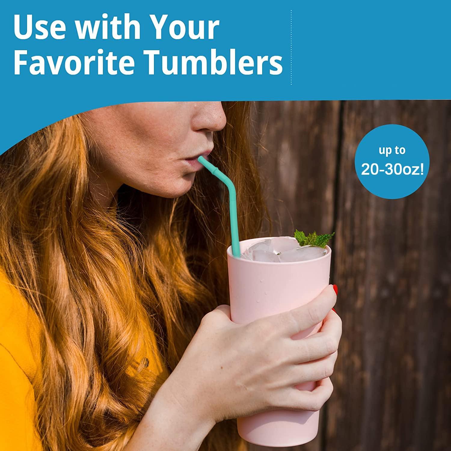 HASTHIP HASTHIP® 5Pcs Silicone Straws, Reusable Silicon Straws, Colorful Flexible BPA Free Foodgrade Silicon 8.4Inch Portable Straws for 20 oz 30 oz Water Glasses with Cloth Bag and Cleaning Brush