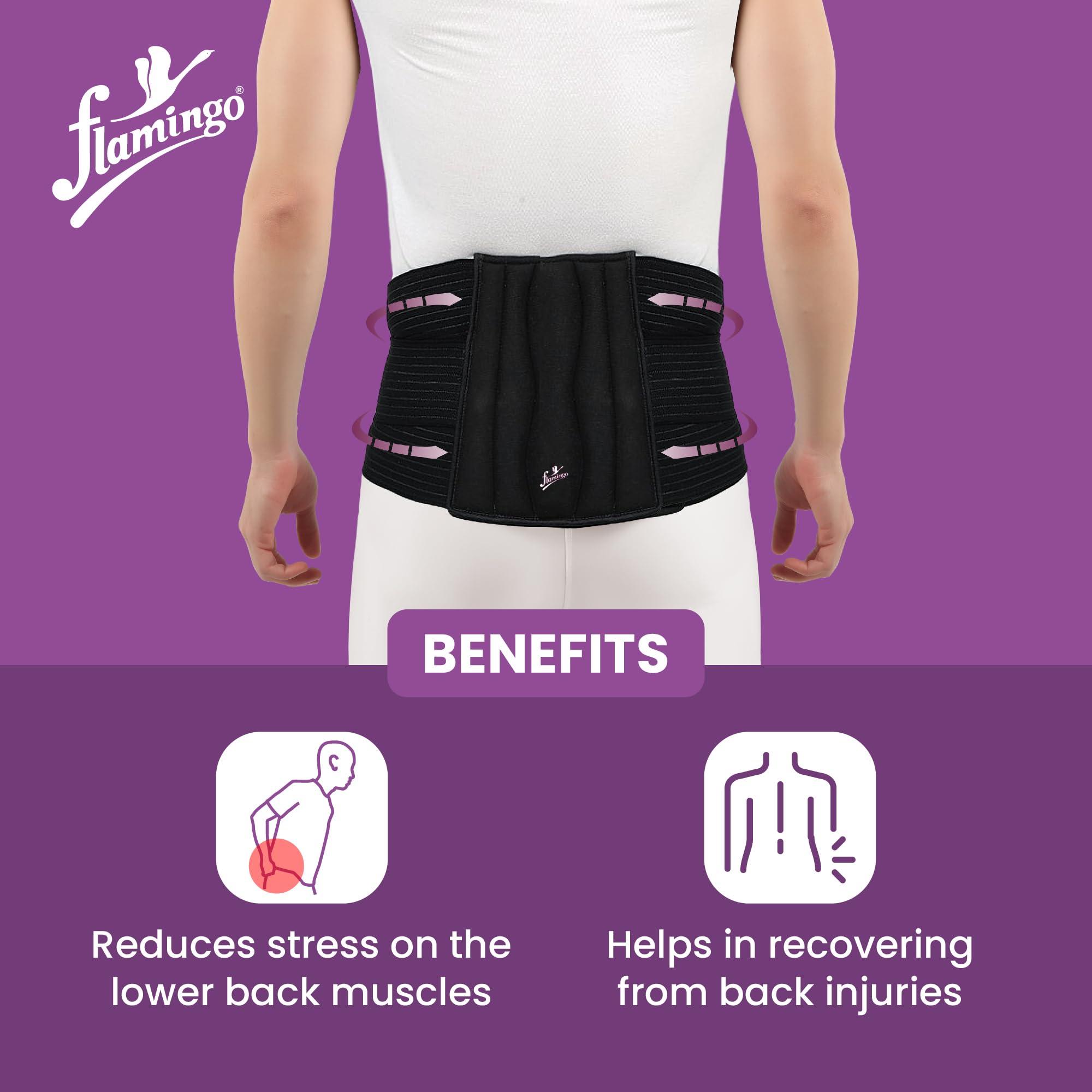 Flamingo Flamingo Lumbar Sacro Com Com Belt for lower back pain relief | back support belt for Waist Back Support,Tailbone Back Posture Corrector | Color-Black | Size-XL