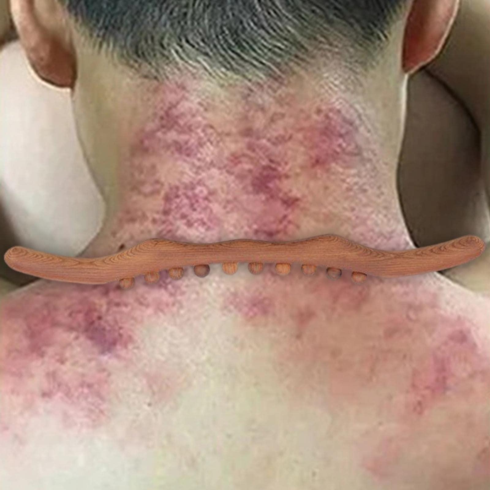 LICHTS LICHTS Wood Massage Stick 10 Beads Rolling Pin Massager for Body Leg Shoulder Waist