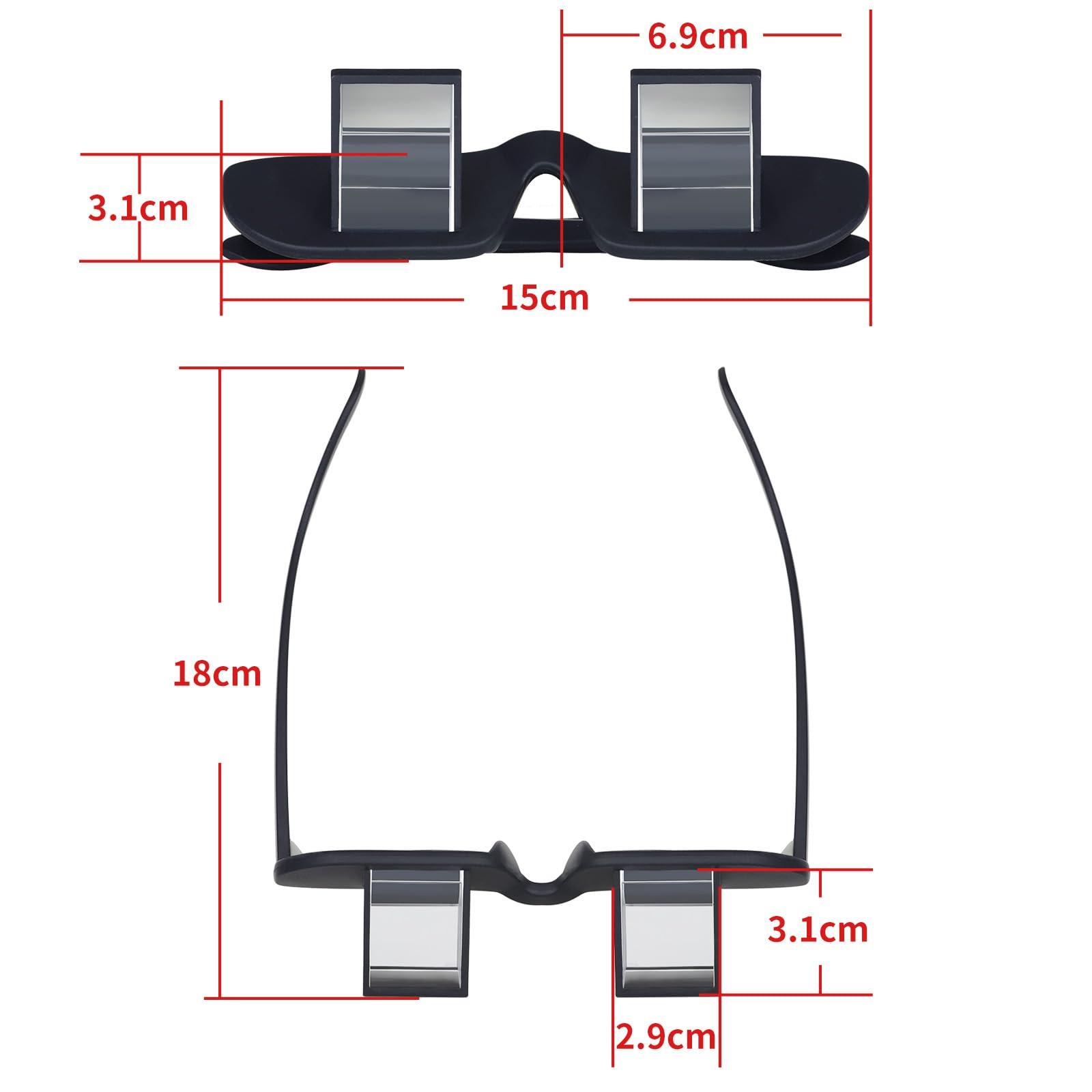 okcsc Lazy Glasses 90 Laying Down Prism Glasses Horizontal Bed Reading Glasses High Definition for Reading Watching TV Phones -Small