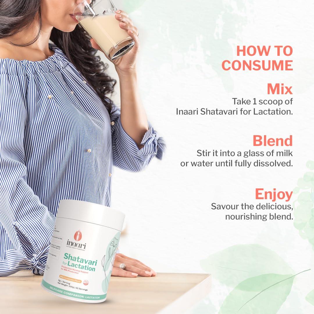 INAARI INAARI Shatavari For Lactation Granules For Breastfeeding Increases Mother\'S Breast Milk Supply Postpartum Lactation Drink Supports Immunity No Added Sugar Mild Cardamom Flavor 200 Gms,40 Servings