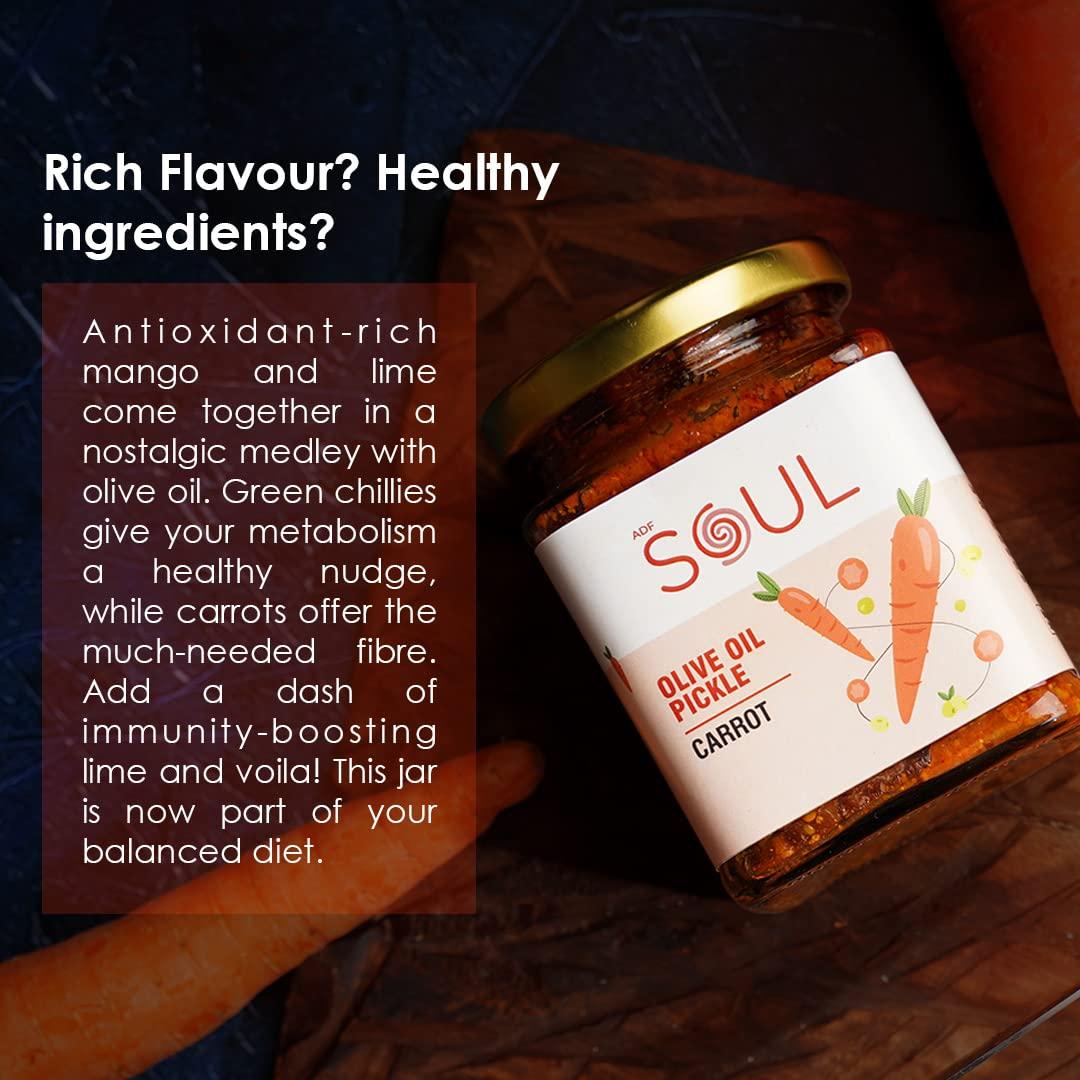 ADF Soul Soul Carrot Pickle in Olive Oil 265 Grams - A Flavorful Fusion Infused with Premium Olive Oil