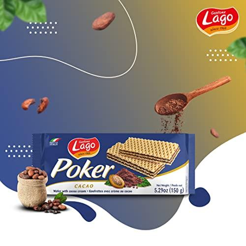 Gastone Lago Since 1968 Lago Poker Wafer Biscuits | Delicious Wafers with Cocoa Cream - 150g (Pack of 2)