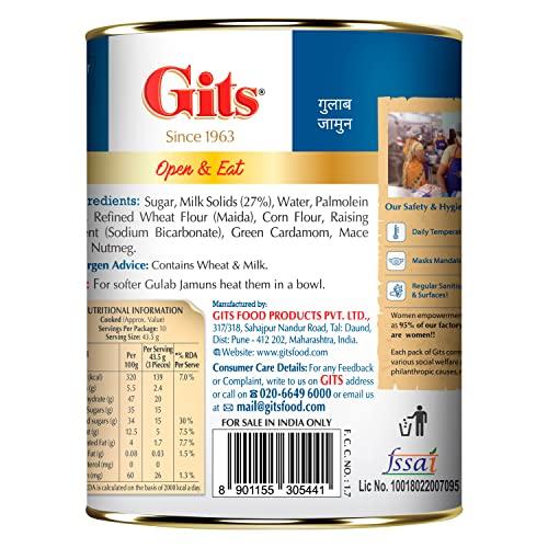Gits Gits Open & Eat Mini Gulab Jamun, 30 Pieces Per Can, Mouth-Watering Indian Mithai, 2Kg (Pack of 2 x 1Kg Each)