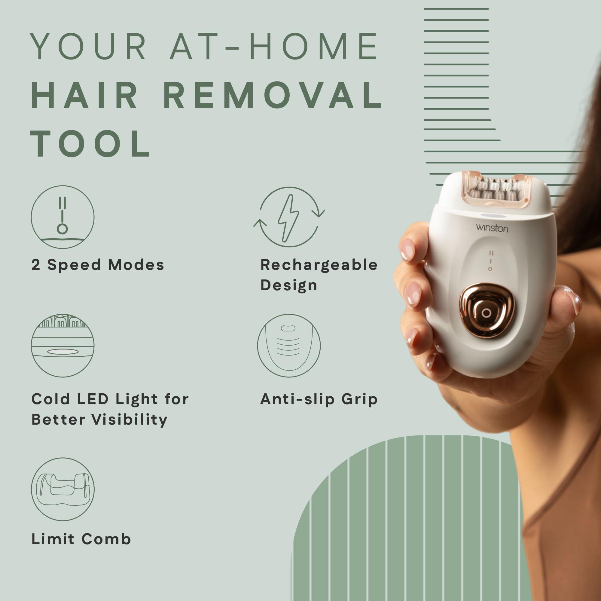 WINSTON Winston Rechargeable Body Epilator and Shaver for Women Facial Hair Remover Machine | Mini Portable Electric Body Shaver | Bikini Trimmer - 90 min Runtime