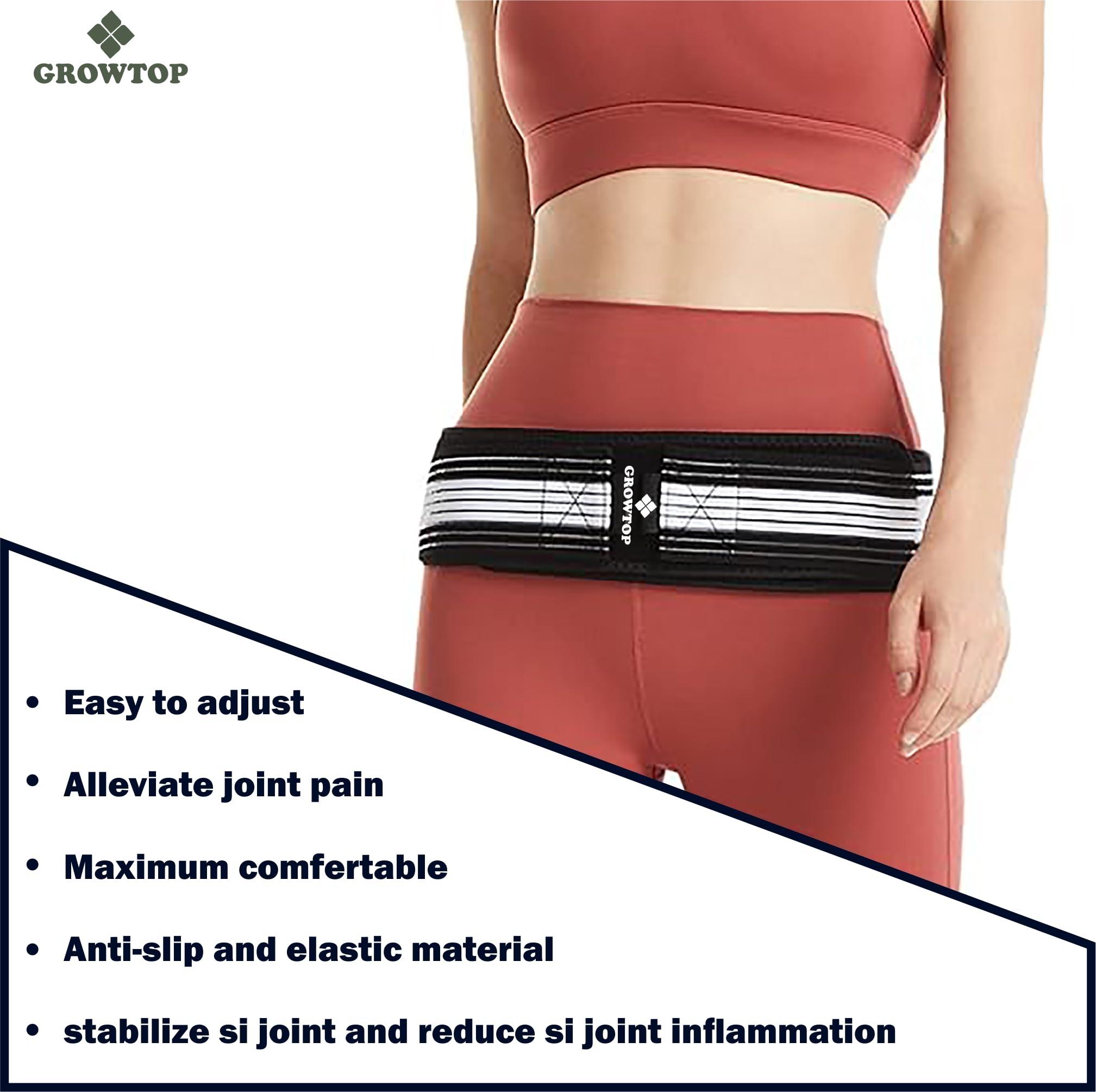 GROWTOP GROWTOP Sacroiliac SI Joint Hip Belt - Lower Back Support Brace for Men and Women - Hip Braces for Hip Pain - Pelvic Support Belt - Trochanter Belt