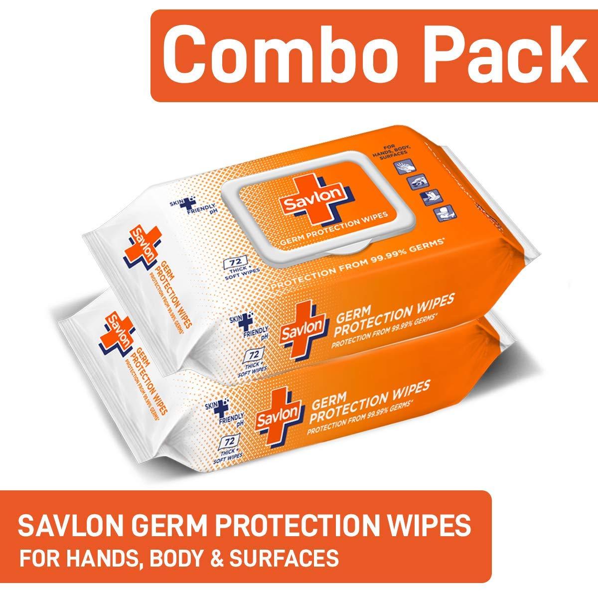 Savlon Savlon Clothes Disinfectant and Refreshing Spray & Savlon Germ Protection Wipes - 72s Pack (Pack of 2)