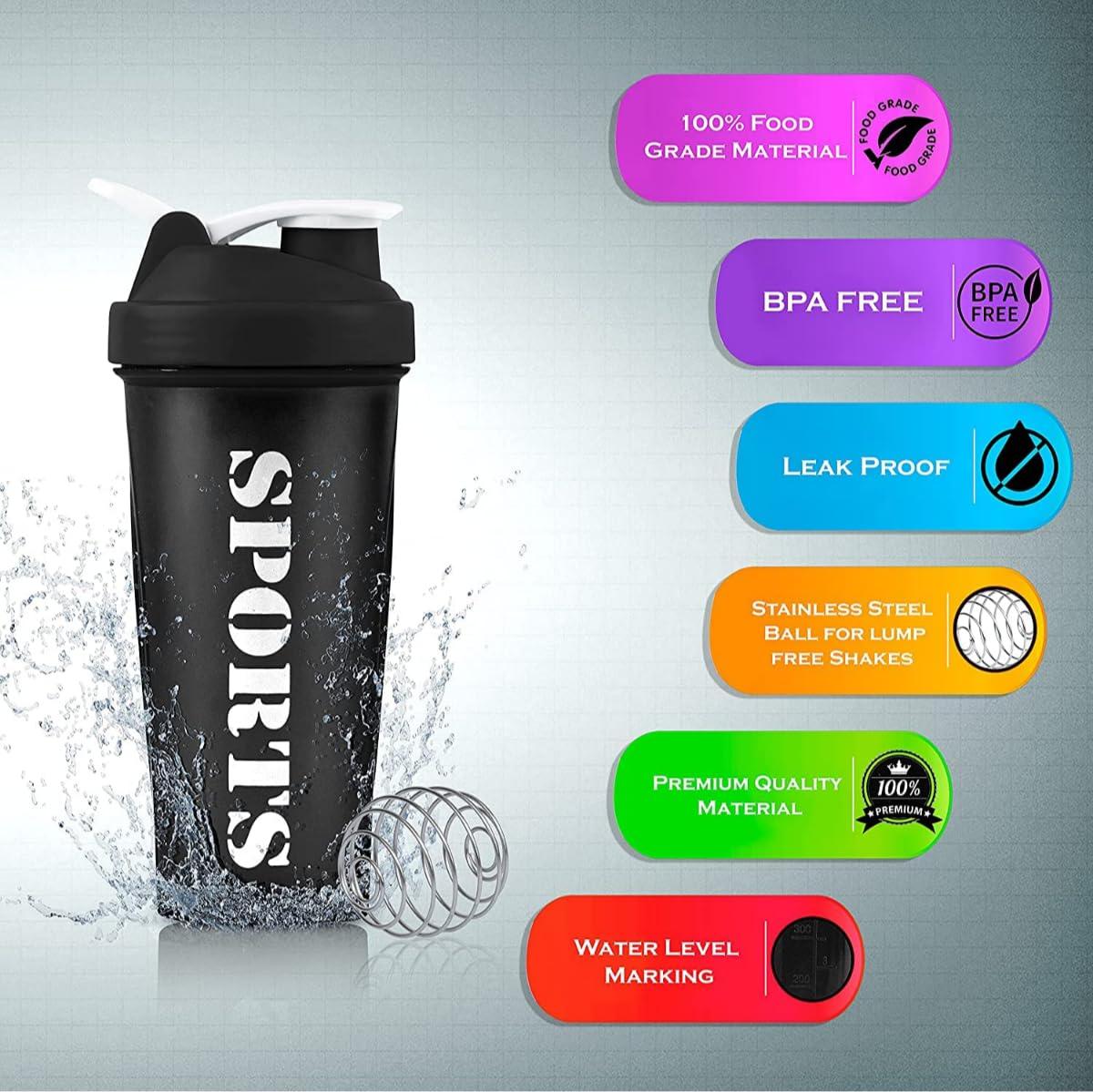 NavaFresh Basics ps Gym Protein Shaker Bottle with Free Hand Grip Strengthener | Whey Protein and Mass Gainer Shaker Blender with Mixer Ball (500 ml)