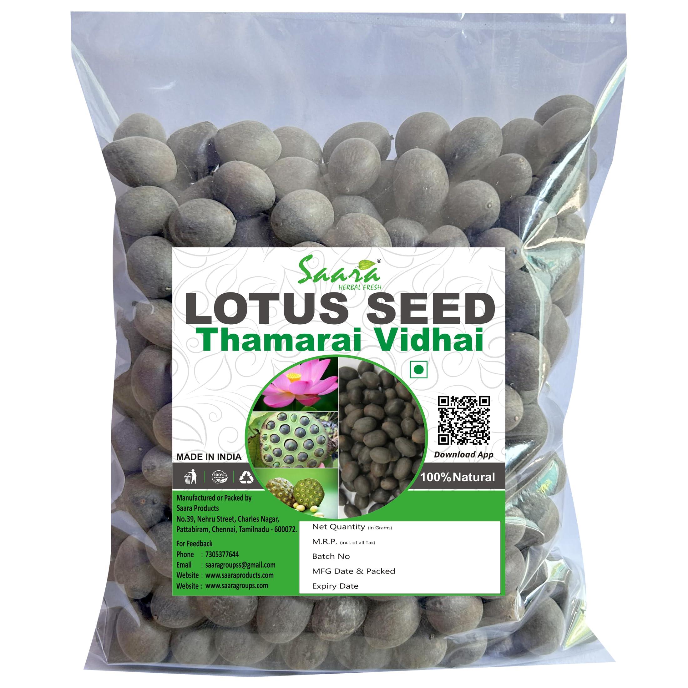 SAARA Saara HERBAL FRESH Lotus Flower Seeds(Black), 150g, Indian Lotus Seeds, Kamal Gatta Seeds, Kamal Phool, Nelumbo Nucifera Black Seeds,(pack of 1 x 100g, pack of 1 x 50g)