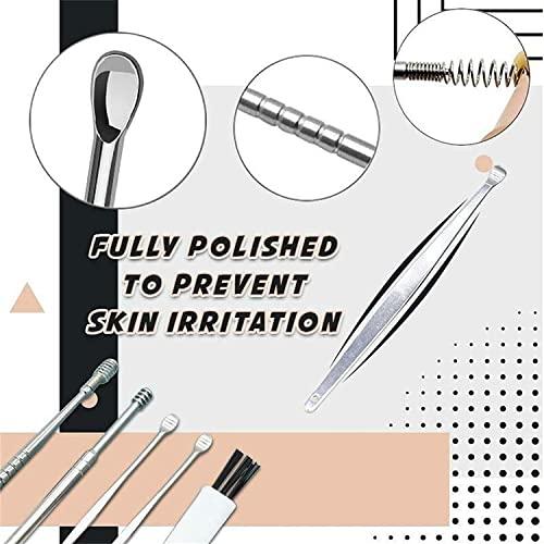 First Try First Try 6 Pieces Earwax Removal Kit with Brush and Storage Box | Stainless Steel Ear Cleaning Machine | Ear Curette Safety Cleaner | Medical Grade | for Adult and Baby (6 Pcs Set)