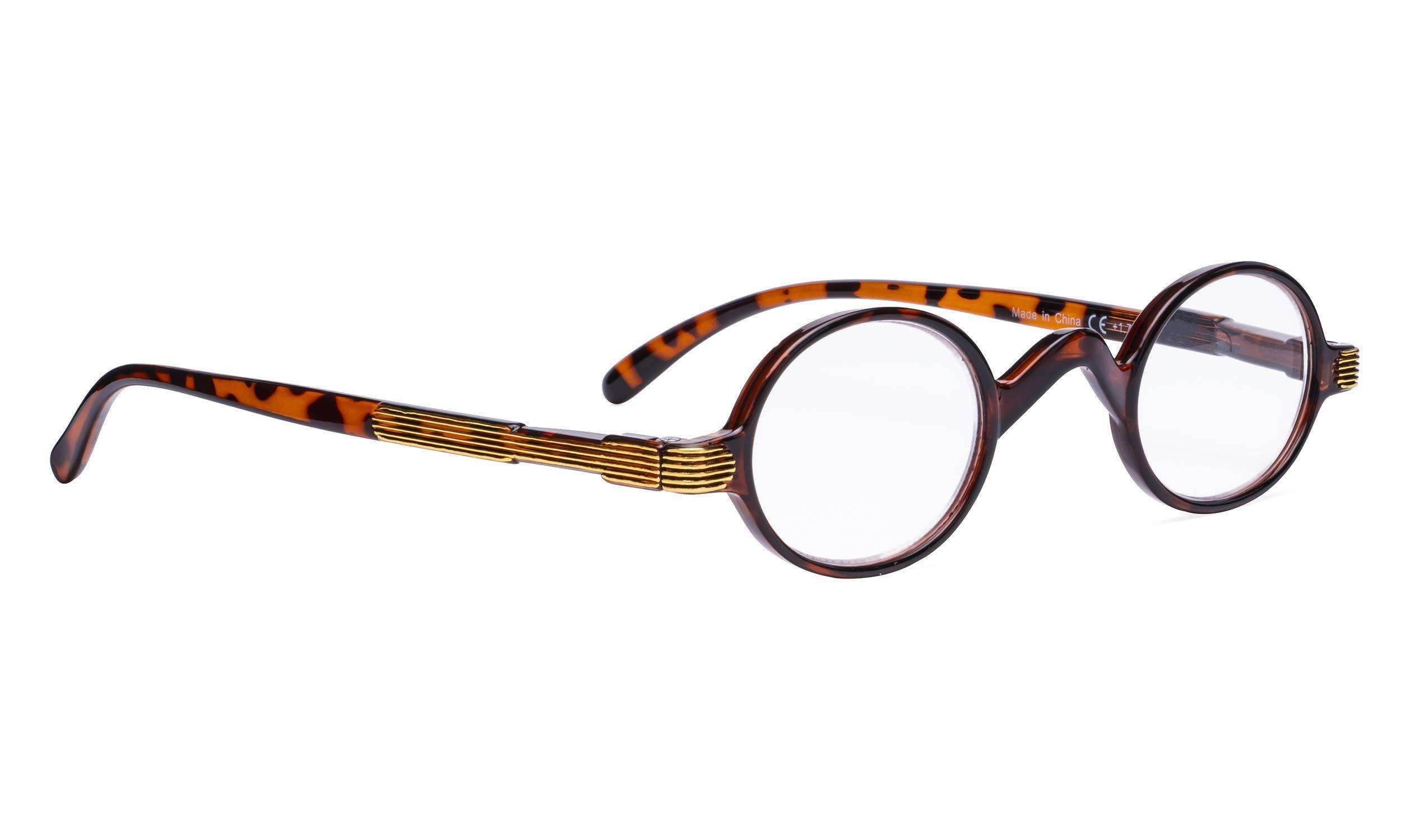BLUELESS BLUELESS Vintage Round Reading Glasses Professor Readers Small Lenses (Tortoise, +1.25)