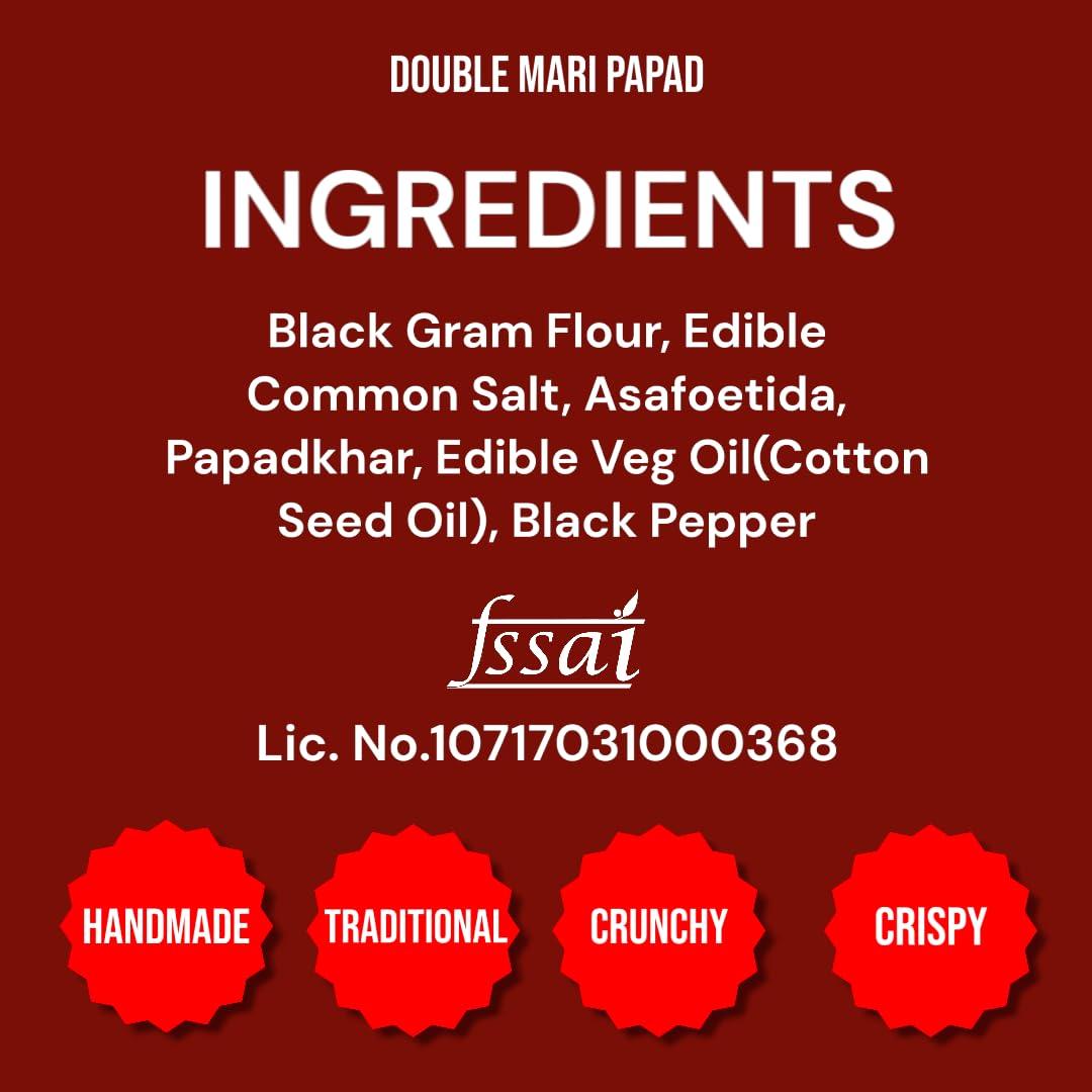 SuMAn PAPAD SUMAN PAPAD Fresh Papad |Double Mari Handmade Papad| 250GM (Pack of 2)
