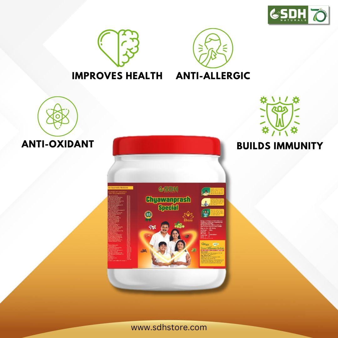 SHREE DHANWANTRI HERBALS SDH Naturals Chyawanprash Special with Goodness of Gur (Jaggery) Supports Strength and Immunity | Enhances Overall Well-Being | Ayurvedic Nutritional Supplement.