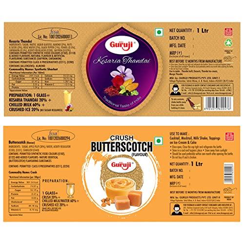 SHREE Guruji Shree Guruji Kesaria Thandai & Butterscotch Badam Dry Fruit Syrup Pack Beverage Refreshing Drink (1 Liter)