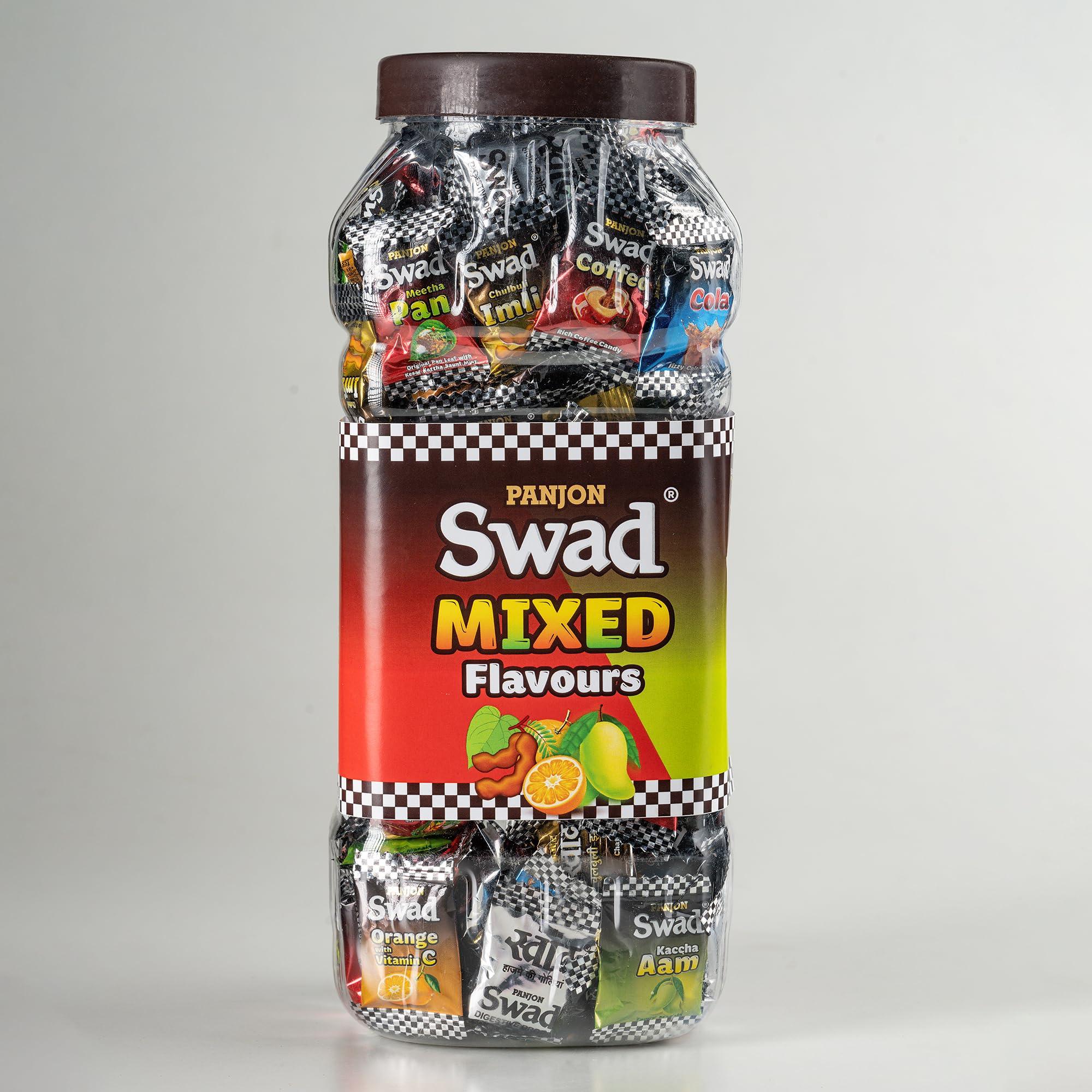 Swad Swad Mixed Chocolate Candy Jar | Meetha Pan, Imli, Coffee,Kacha Aam, Orange + Vitamin C (150 Candy)