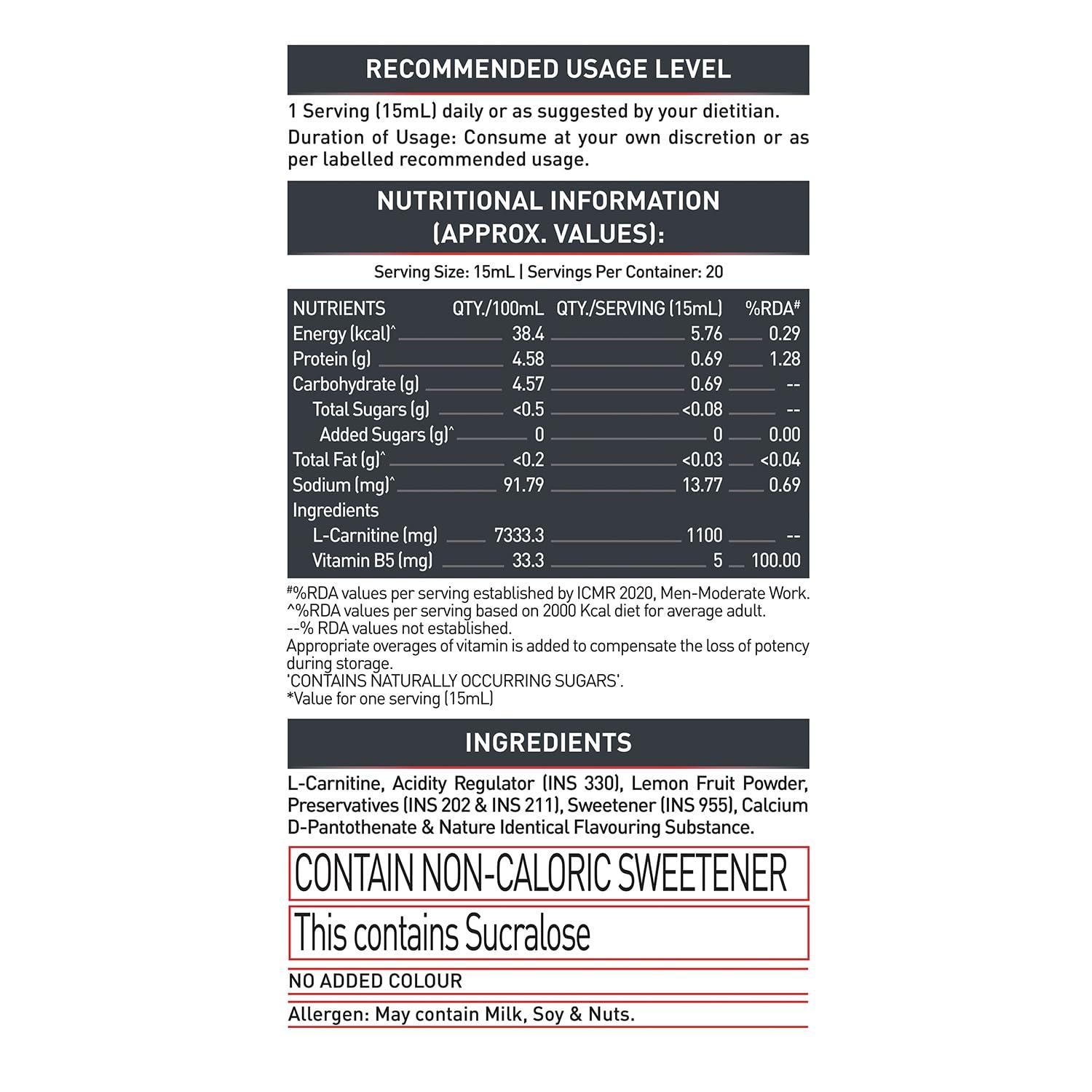 MuscleBlaze MuscleBlaze Liquid L-Carnitine 1100mg (Key Lime, 300ml, 20 Servings) | Converts Fat into Energy