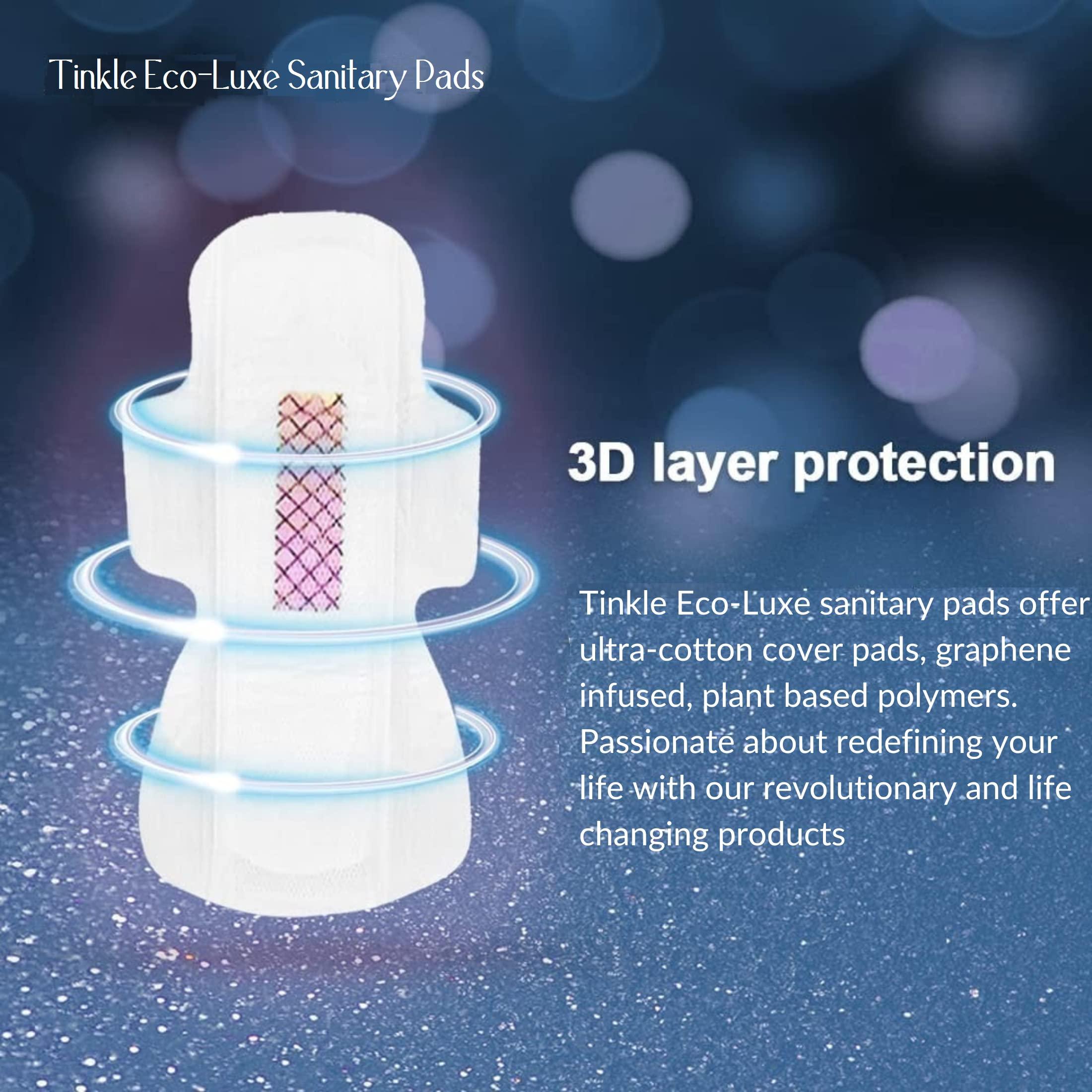 Tinkle Tinkle Eco-Luxe Organic Cotton XXXL Pads for Women (Pack Of 22) Heavy Flow Pads for Women, Super Absorbent, 420mm Organic Cotton Sanitary Pads for Women XXXL, Extra Long, Leak Proof Biodegradable Pads