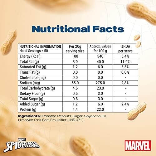 Happilo Happilo Spider Man Marvel Edition Classic Peanut Butter Crunchy 1kg, High Protein and Fiber, Vegan, No Trans Fat Naturally Gluten Free, No Added Colour & Flavour