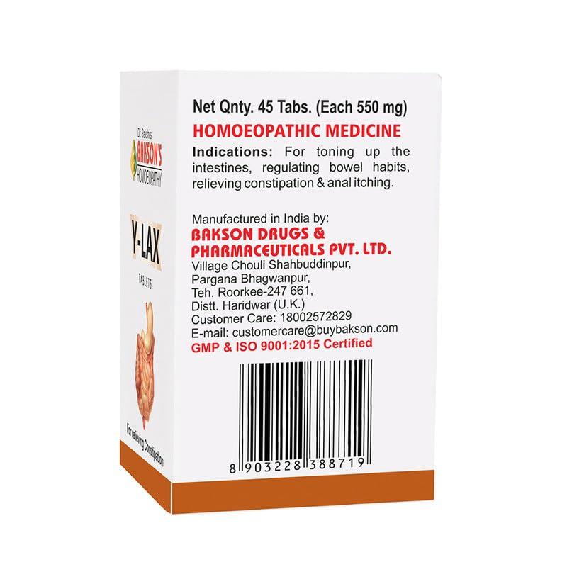 BAKSON\'S HOMEOPATHY Dr. Bakshi\'s BAKSON\'S HOMOEOPATHY Y-Lax Tablets- 90 Tablets (2 Pack of 45 Units)