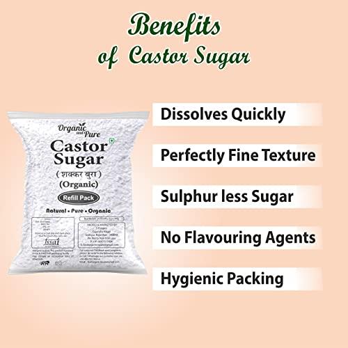 Organic and Pure Oragnic and Pure Castor Sugar | Bura Sugar Powder | Desi Shakkar Burada | Chini Ka Bura | Crushed Sugar (for Baking) (Refill Pack) 400g