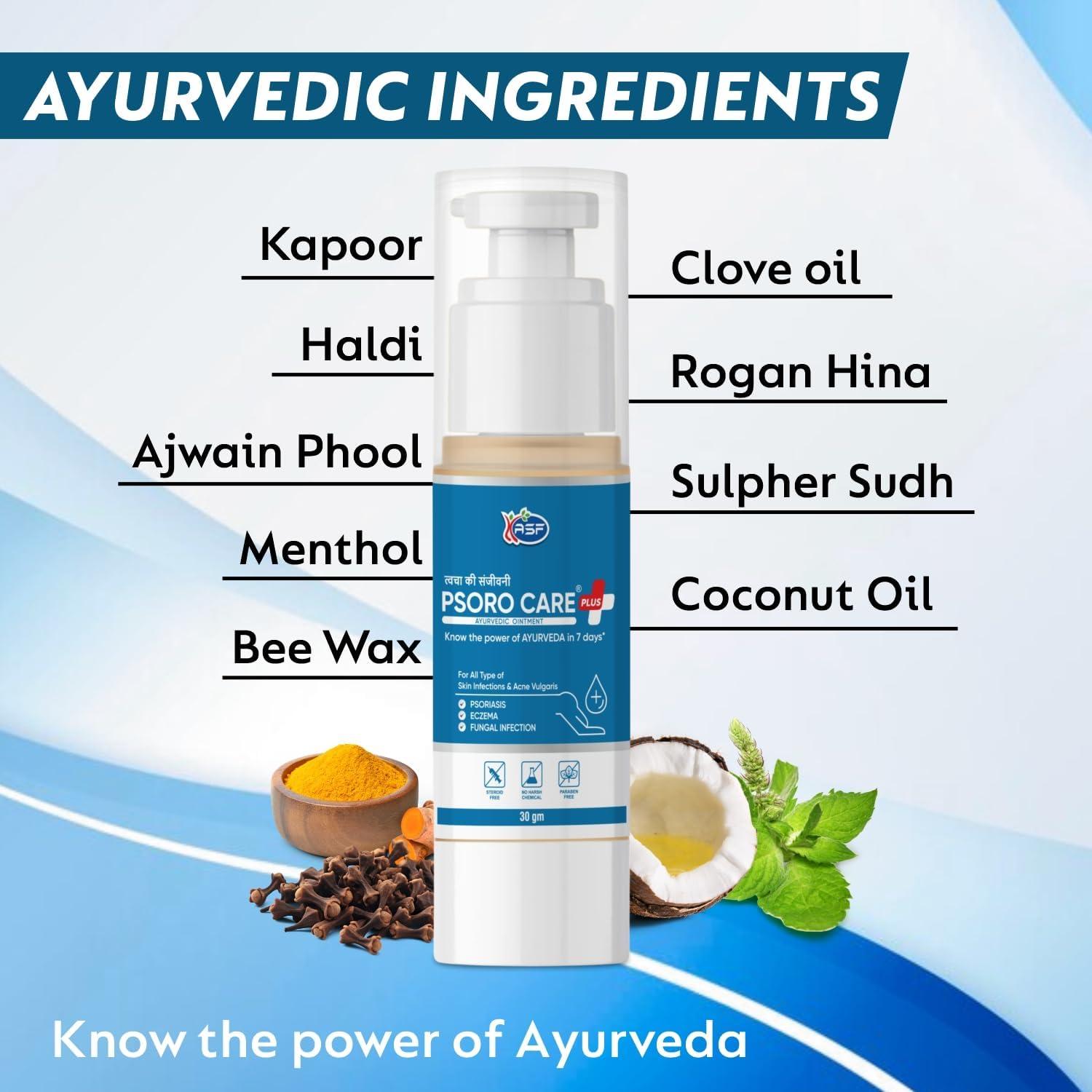 PSORO care Psoro Care Ayurvedic Ointment for Adults Psoriasis, Skin Itching, Eczema, Ringworm, Fungal Infections | All Skin Types - 15 gm (Pack of 1)